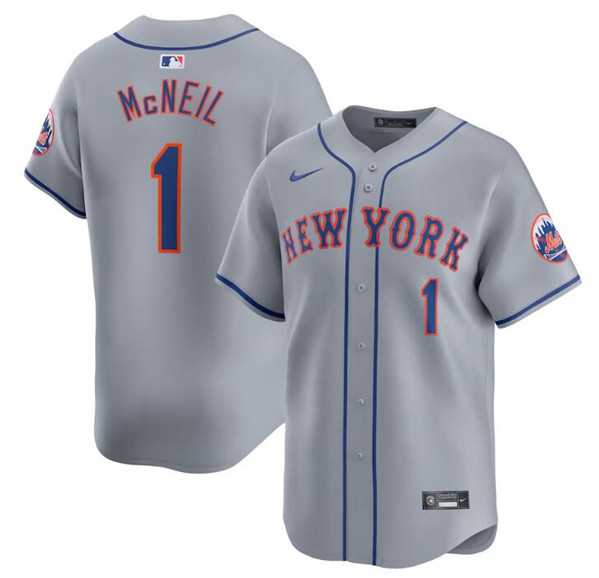 Men's New York Mets #1 Jeff McNeil 2024 Gray Away Limited Stitched Baseball Jersey Dzhi,We sell and wholesale Men's New York Mets #1 Jeff McNeil 2024 Gray Away Limited Stitched Baseball Jersey Dzhi on line form chian!